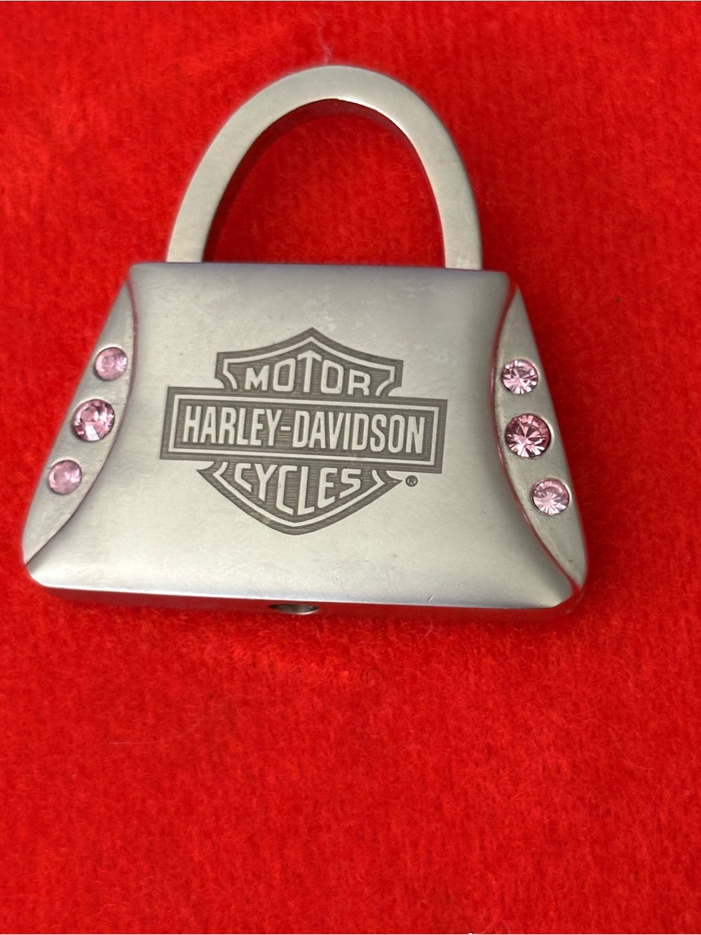Harley-Davidson Silver Mini Purse Padlock with Pink Crystal Accents